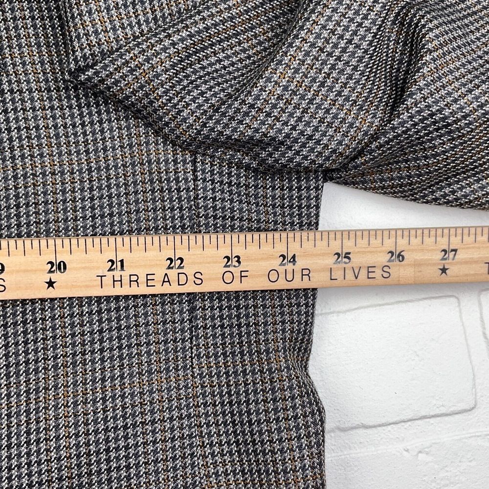 Chaps Blazer Men 48L Gray Gold Prince Edward Plaid Silk Career Classic Party - Picture 9 of 14